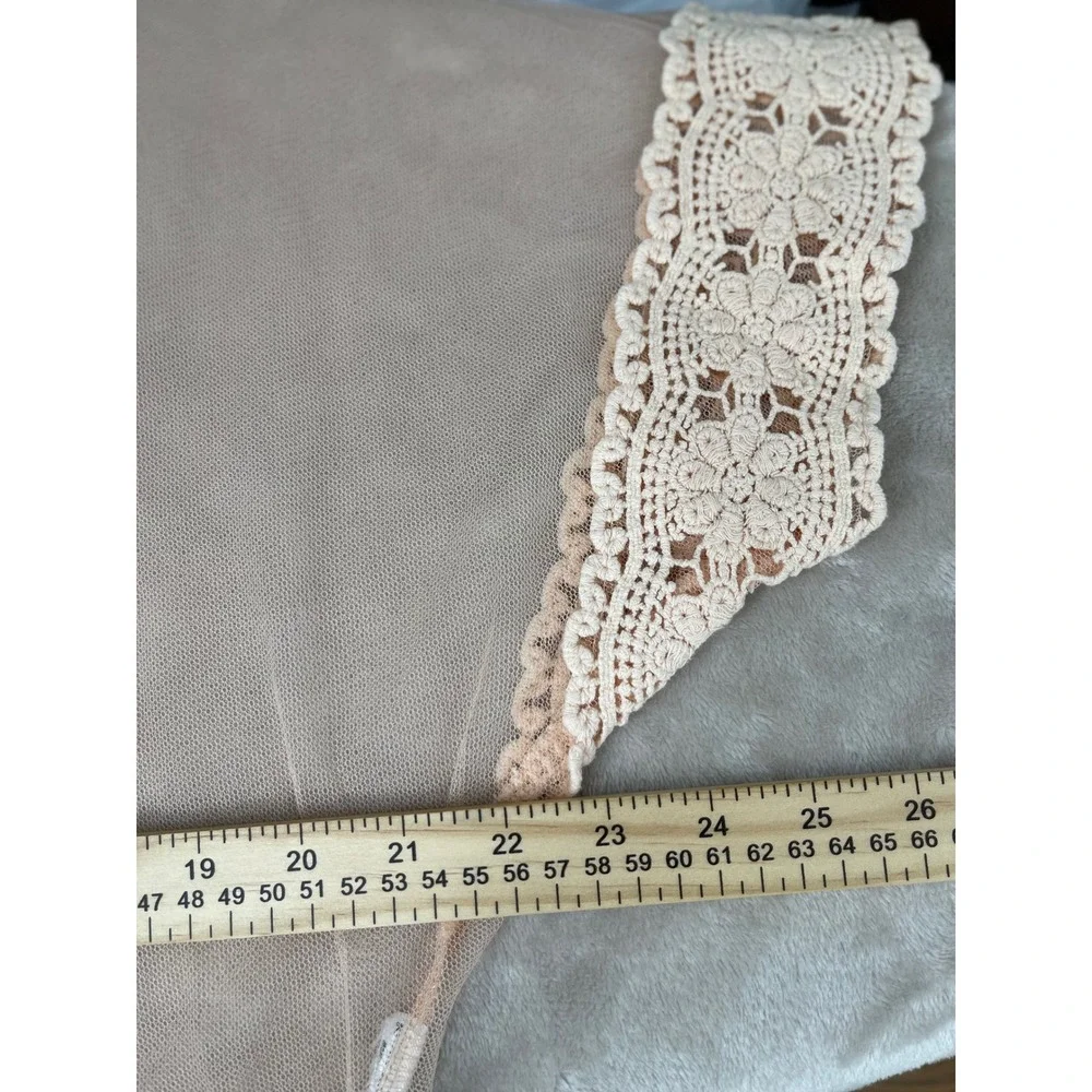 Boutique Forever 21 Peach Mesh Crochet Lace Trim Shrug Bolero Short Sleeve Small